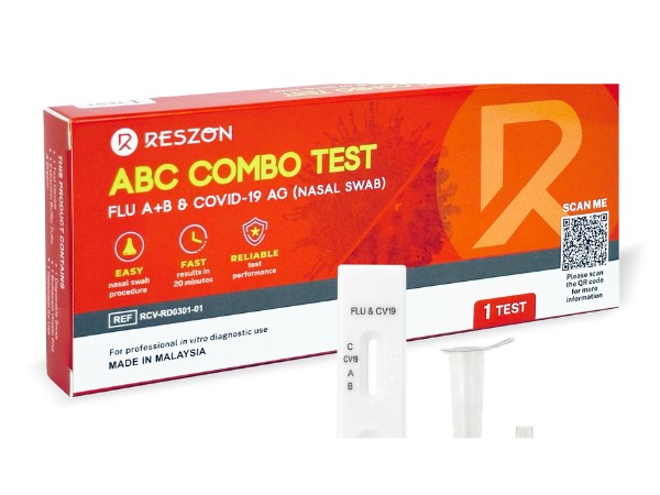 RESZON ABC Combo Test – Flu A+B & COVID-19 Ag (Nasal Swab)